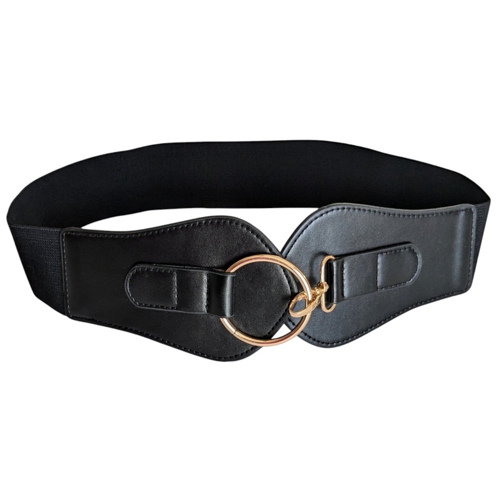 Twelve Faux Leather Stretch Belt Size M/L